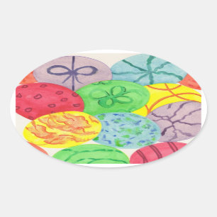 Stickers Ovale Coloré OEufs de Pâques