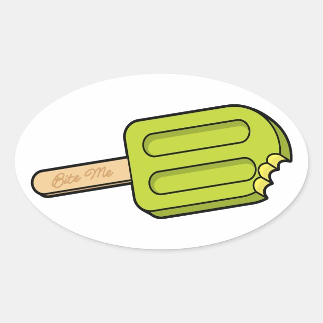 Stickers ovale Lime Popsicle Bite Me (Devant)