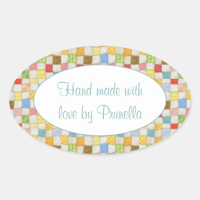 Stickers Ovale "Made Min" CRAZY QUILT (Devant)