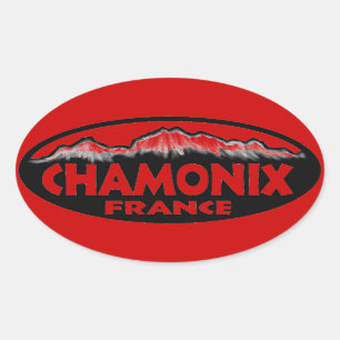stickers ovale rouge de Chamonix France