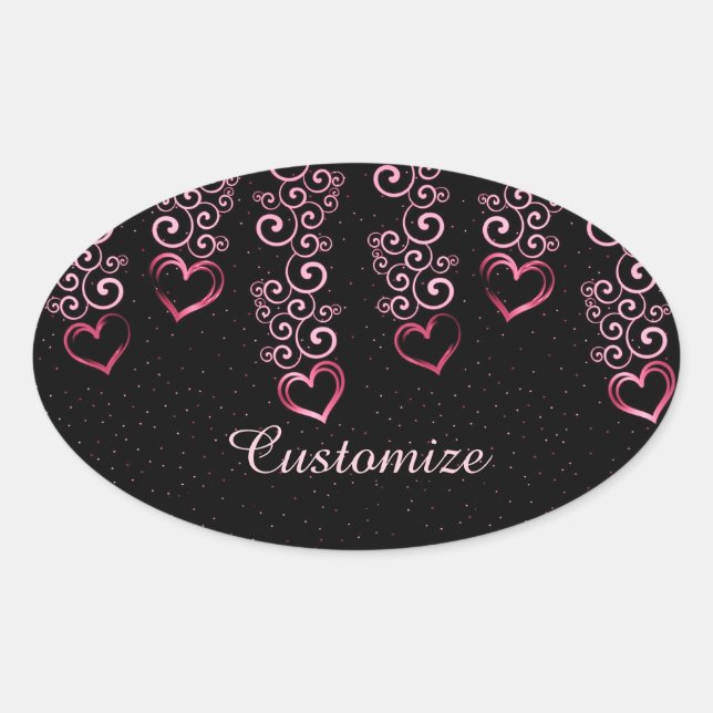 Stickers Ovale Scrolling Vine Hearts (Devant)