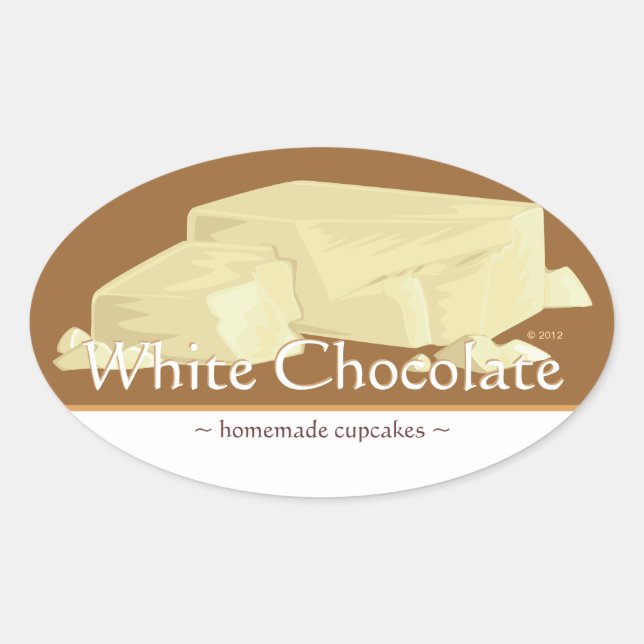 Stickers ovales au chocolat blanc personnalisables (Devant)