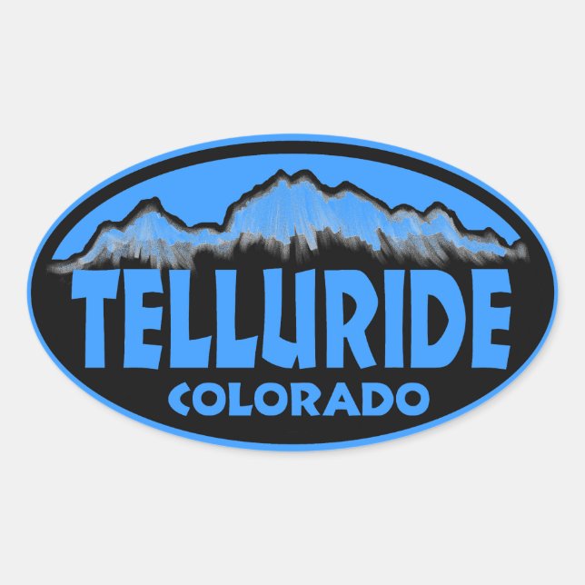 stickers ovales bleus Telluride Colorado (Devant)
