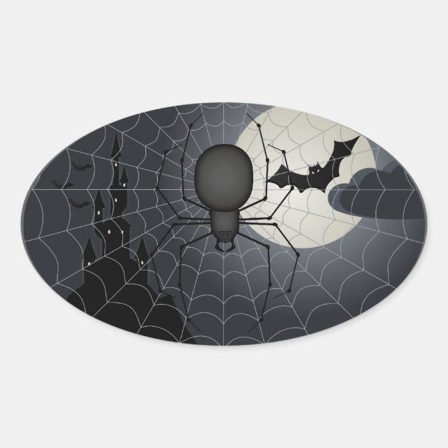 Stickers ovales de la nuit de l'araignée (Devant)