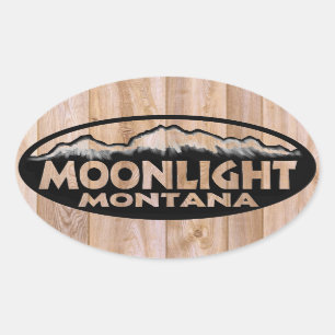 stickers ovales en bois du Montana