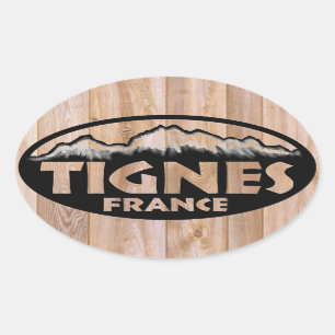 stickers ovales en bois Tignes France