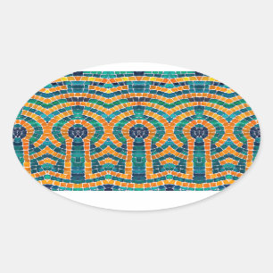 Stickers ovales MOSAIC ICONS OR