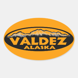 stickers ovales orange Valdez Alaska