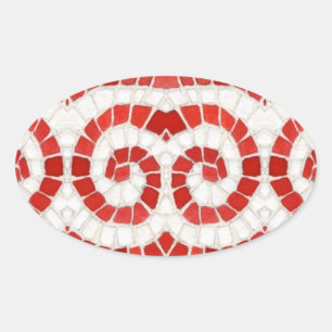 Stickers Ovaux MOSAÏQUES ROUGES