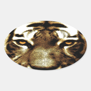 Stickers Ovaux personnalisés des yeux de tigre