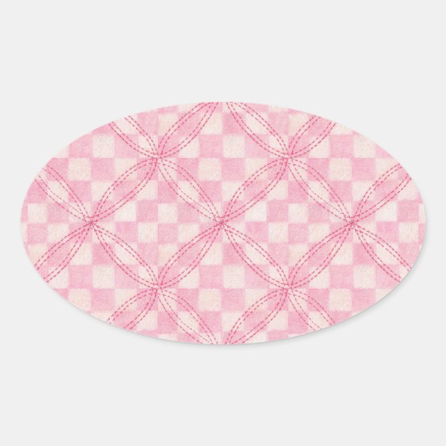 Stickers Ovaux PINK CHECK QUILT (Devant)