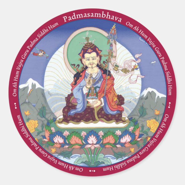 STICKERS Padmasambhava / Guru Rinpoché avec mantra (Devant)