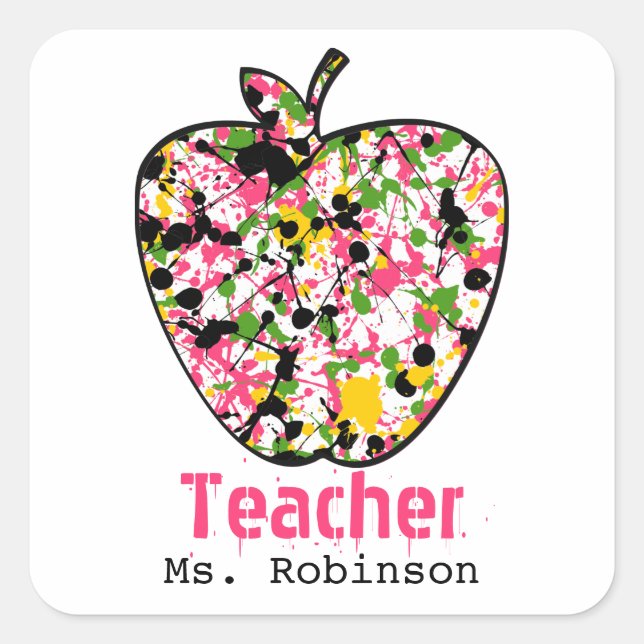 Stickers Paint Splatter Apple Teacher (Devant)