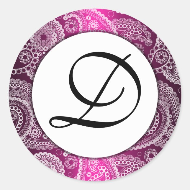 Stickers Paisley en dentelle blanche rose monogram (Devant)