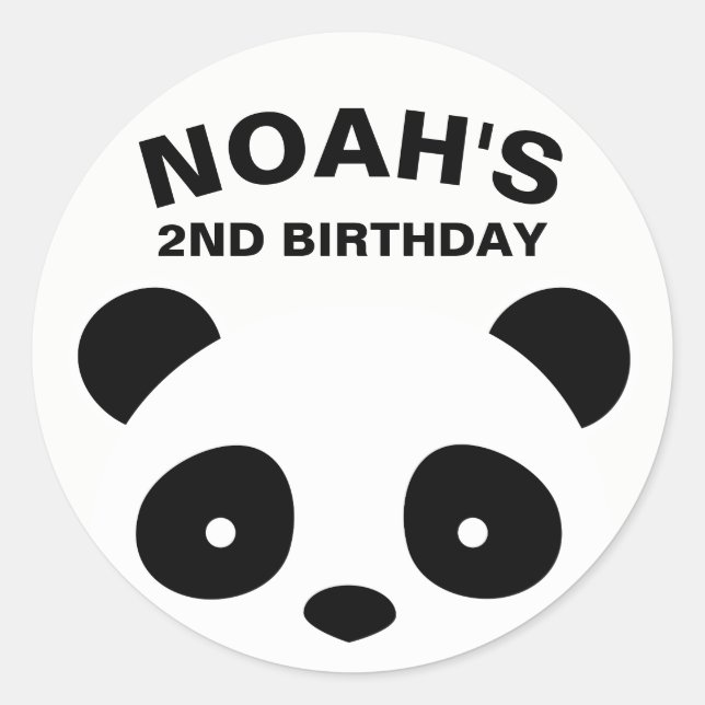 Stickers Panda, Anniversaire noir et blanc (Devant)