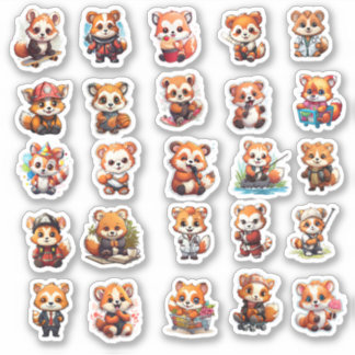 stickers Panda rouge mignonne, pack de valeur 25 S