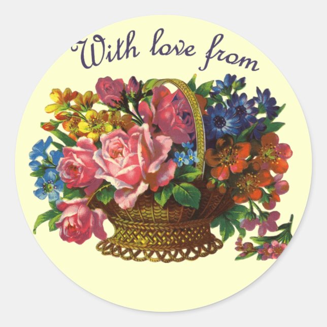 Stickers Panier Floral Antique (Devant)