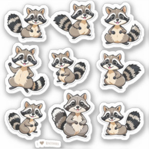 Stickers Papier à lettres Cute Raccoons