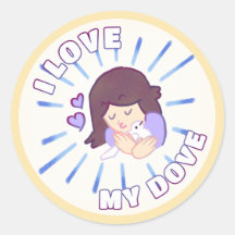Stickers papier "I Love My Dove"