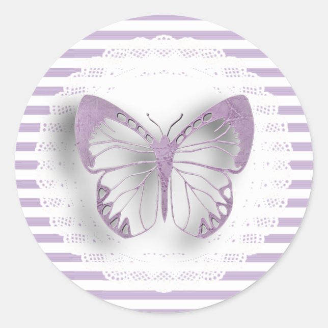 Stickers papillon à rayures violettes (Devant)
