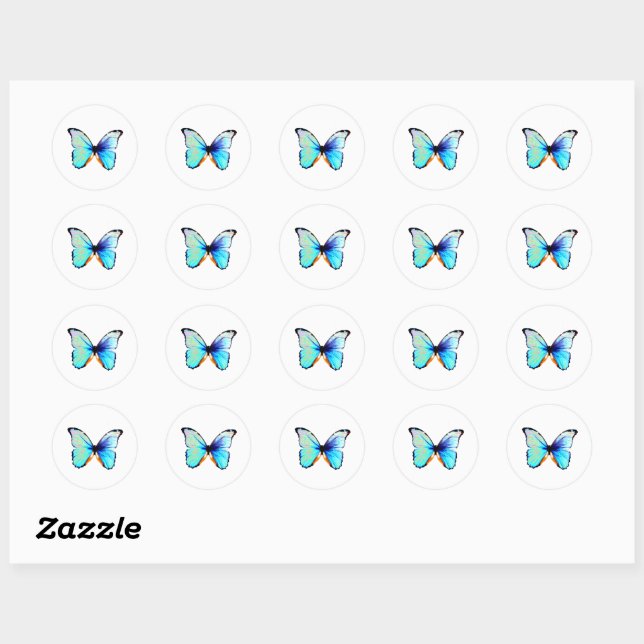 Stickers Papillon bleu Morpho (Feuille)
