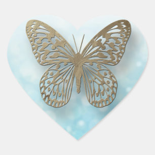 Stickers Papillon bleu or