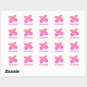 Stickers Papillon Grateful Pink Yellow_Fun