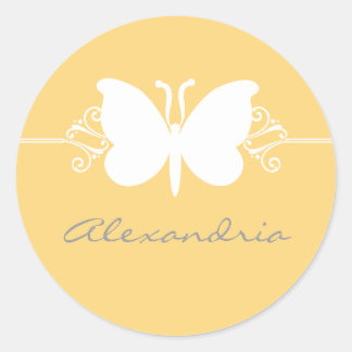 Stickers Papillon jaune doux