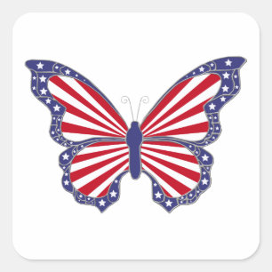 Stickers Papillon Patriotique Rouge Blanc Et Bleu