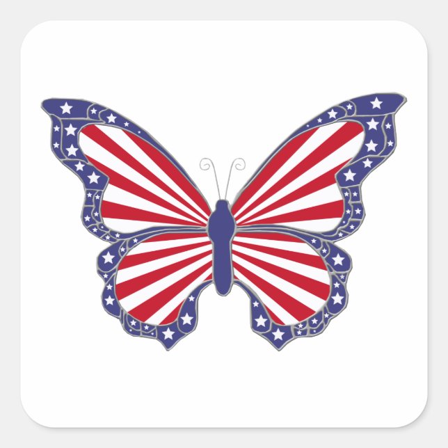 Stickers Papillon Patriotique Rouge Blanc Et Bleu (Devant)