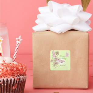 Stickers Papillon rose citron citron