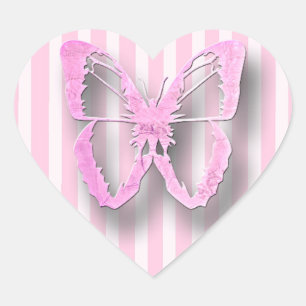 Stickers Papillon rose et blanc