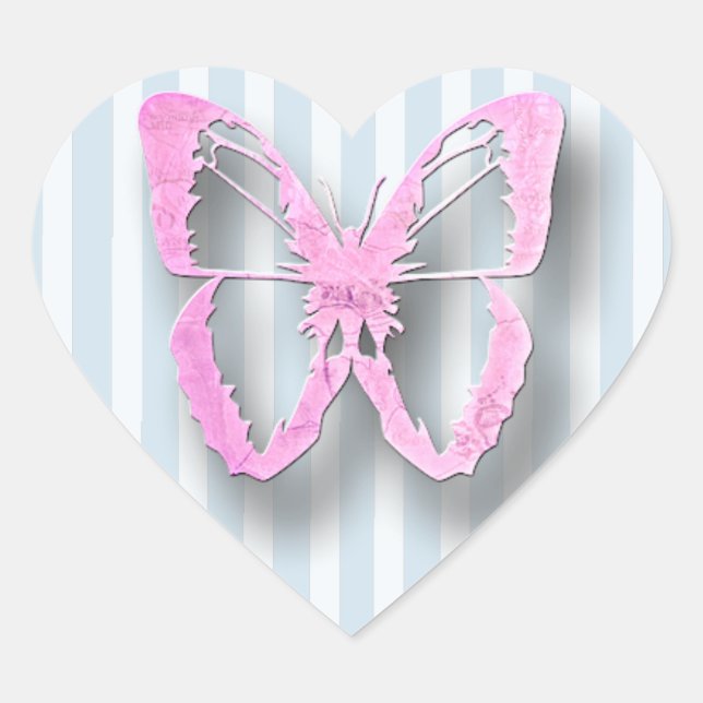 Stickers Papillon rose et bleu (Devant)