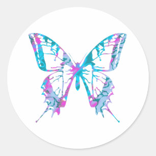 Stickers Papillon turquoise et rose