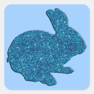 Stickers Parties scintillant Bleu Silhouette Lapin