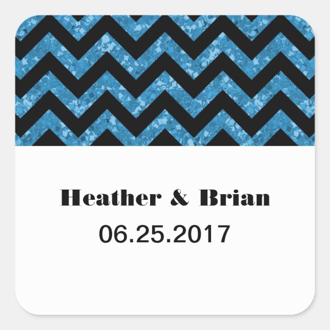 Stickers Parties scintillant Chevron bleu mariage (Devant)