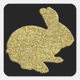 Stickers Parties scintillant d'or Silhouette Lapin