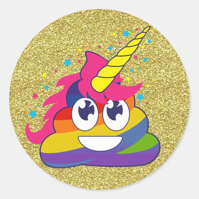 Stickers Parties scintillant or Rainbow Poop Unico (Devant)