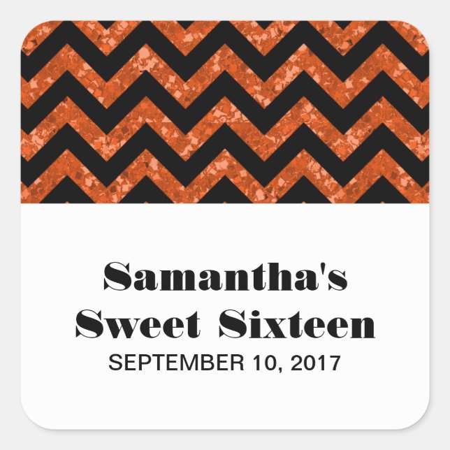Stickers Parties scintillant orange Chevron Sweet  (Devant)