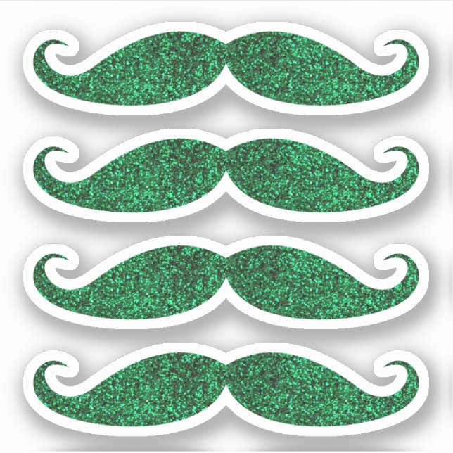 stickers parties scintillant verte moustache (Devant)