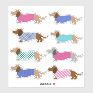 Stickers Pastel Dachshund colorés