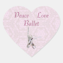 Stickers 'Peace, Love & Ballet' Coeur de dentelle