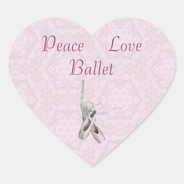 Stickers 'Peace, Love & Ballet' Coeur de dentelle (Devant)