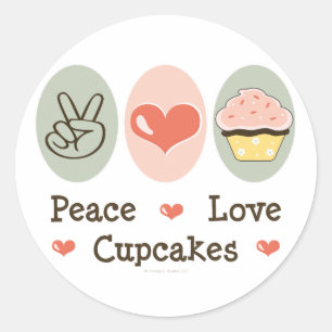 Stickers Peace Love Cupcakes