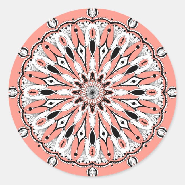 Stickers Peach Mandala (Design 2) (Devant)