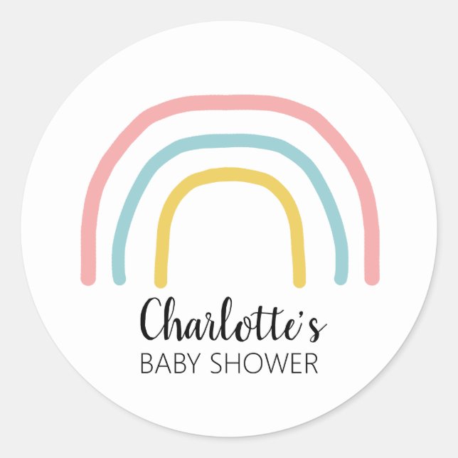 Stickers Peinture baby shower Arc-en-ciel rose pas (Devant)