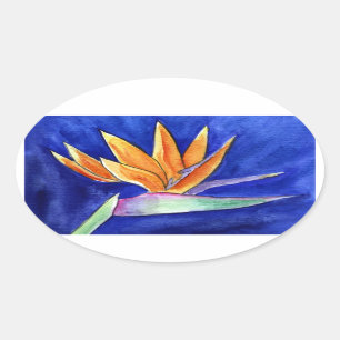 Stickers Peinture Oiseau de Paradis Fleur