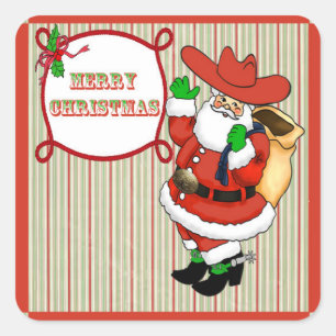 Stickers Père Noël Cowboy de Noël occidental