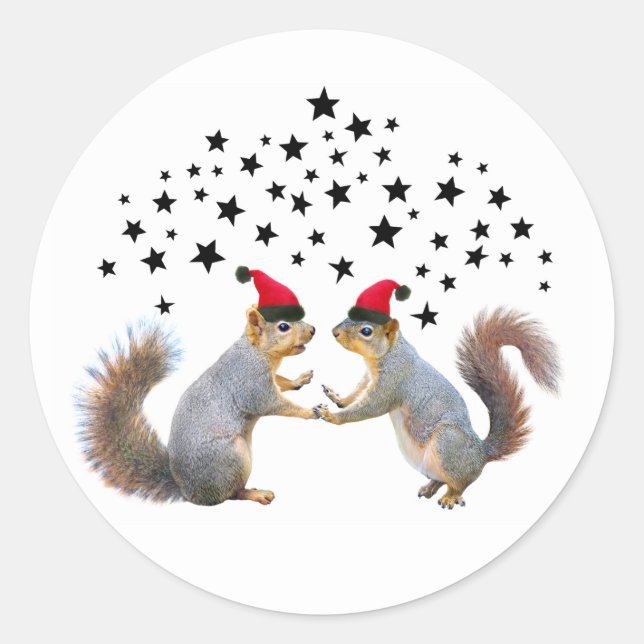 Stickers père Noël écureuils avec étoiles (Devant)