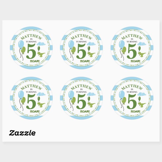 Stickers Personnalisé Dino Anniversaire (Feuille)